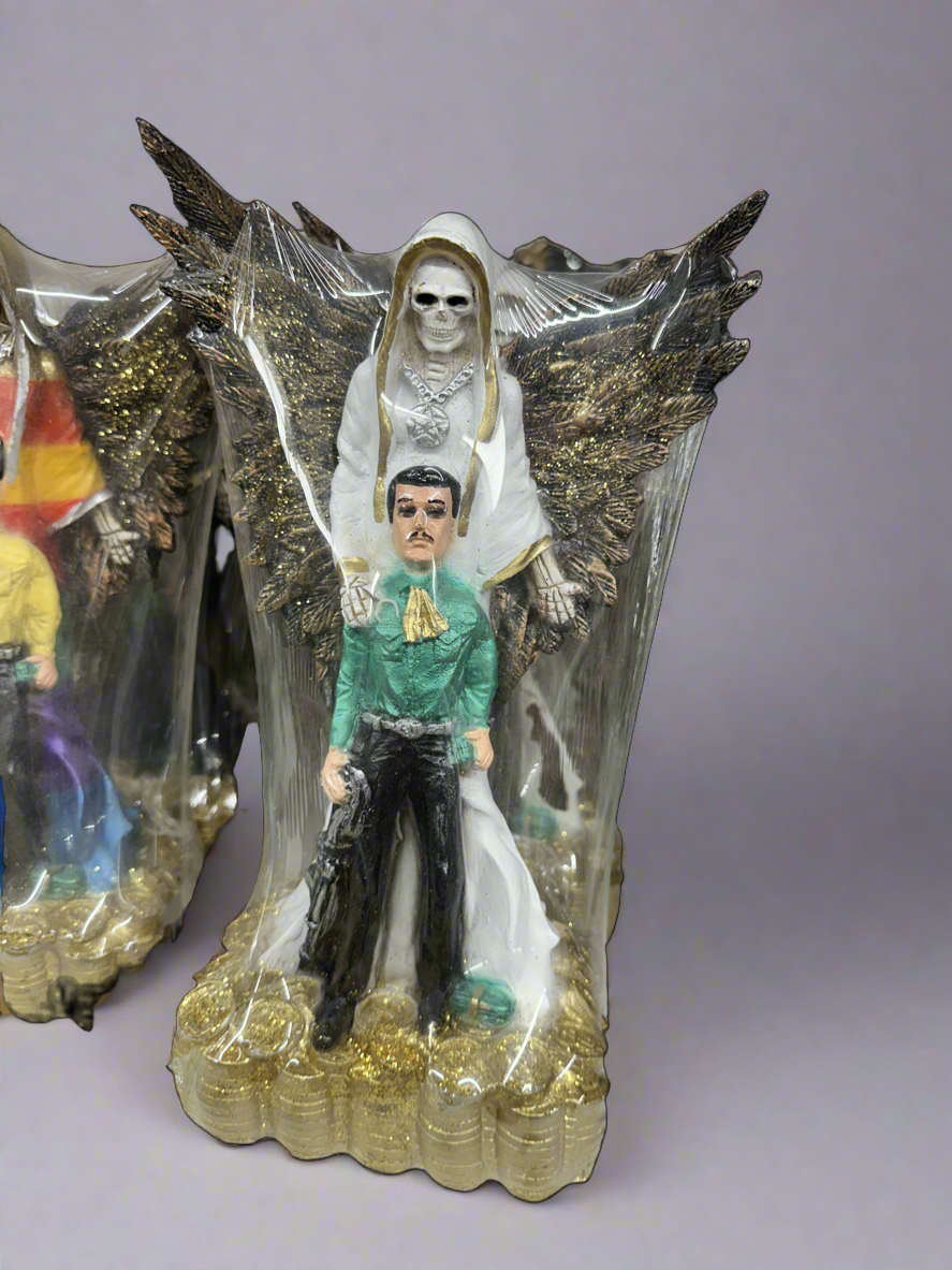 Santa Muerte With Wings and Malverde 12 Inch