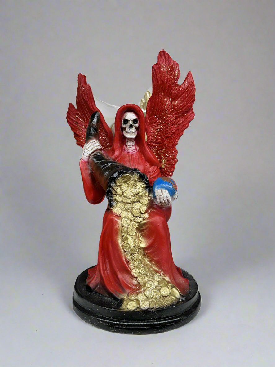 Santa Muerte With Horn Of Abundance Throne Statue