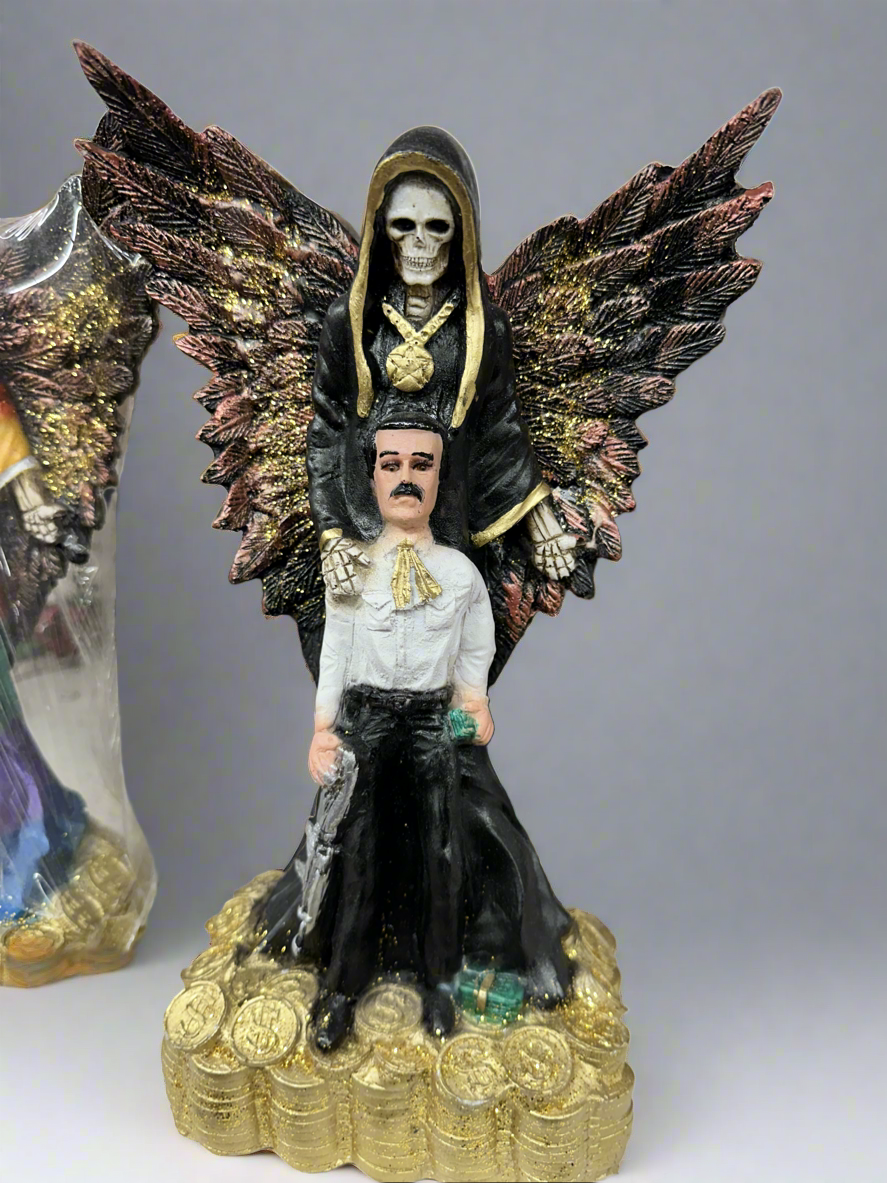 Santa Muerte With Wings and Malverde 12 Inch